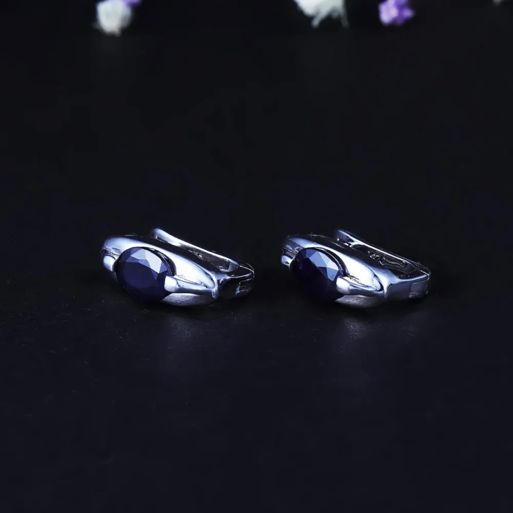 GEM'S балетные 925 пробы, серебряные Классические Ювелирные наборы с драгоценными камнями, натуральный синий сапфир, кольцо, Комплект сережек для женщин, подарок матери