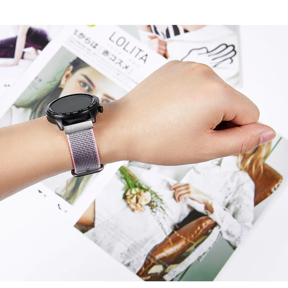 Нейлоновый ремешок для смарт-часов для Huami Amazfit Bip/Stratos/Garmin Vivoactive3/samsung Galaxy 42 мм/huawei Watch GT