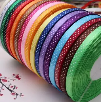 Атласная лента в горошек 10/25 ярдов 3/8 дюйма (10 мм)|dot printed ribbon|satin ribbonprinted ribbon |