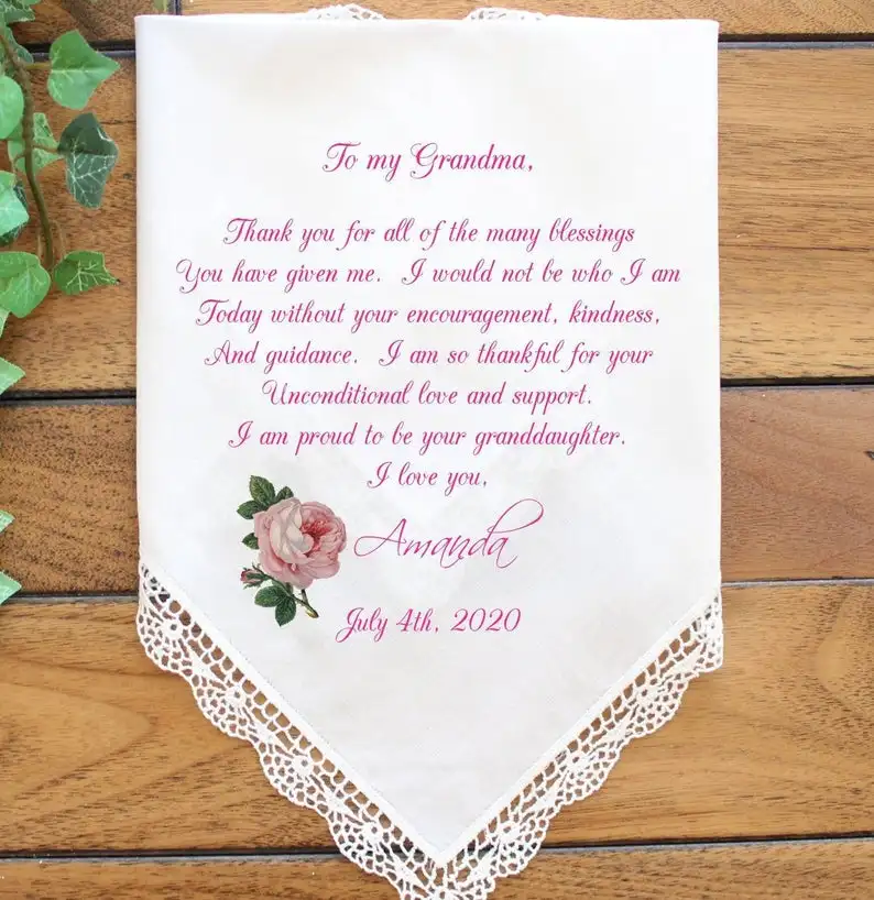 

Personalize any verse wedding handkerchief, mother of the bride Hankies, custom printed wedding mother of the groom handkerchief