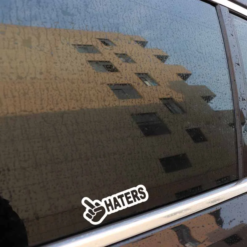 YJZT 13 3 см * 5 8 HATERS (хейтеры) средний палец Смешные автомобильные Стикеры виниловые