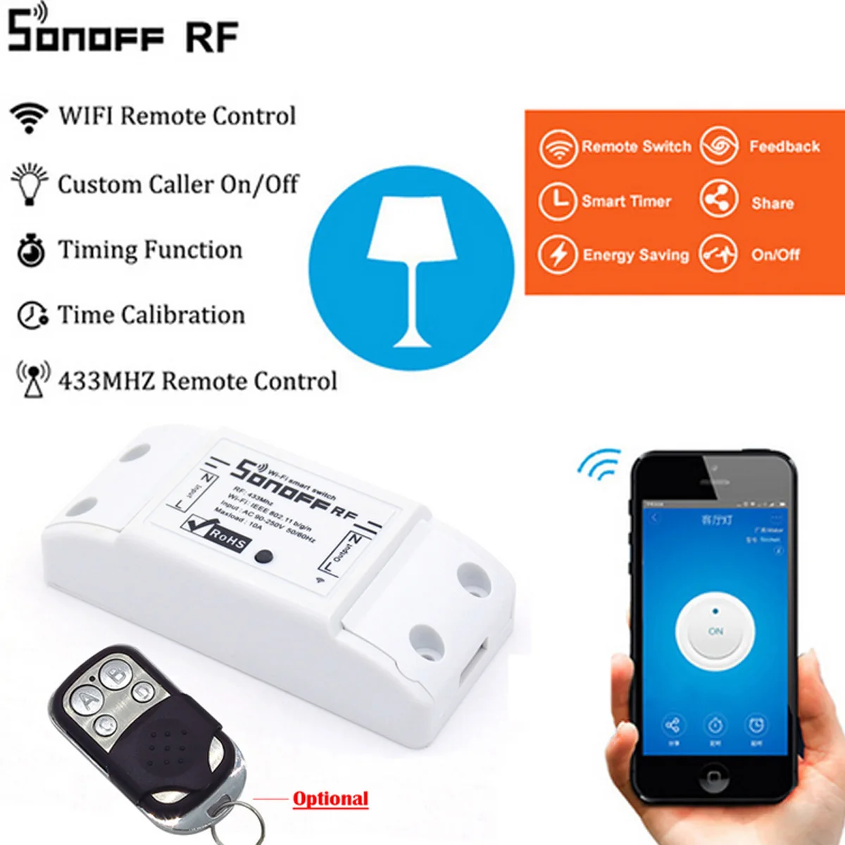 

5 шт./лот Sonoff 433 МГц RF Wi-Fi беспроводной умный выключатель для дома с РЧ-приемником дистанционное управление Умный таймер переключатель Беспро...