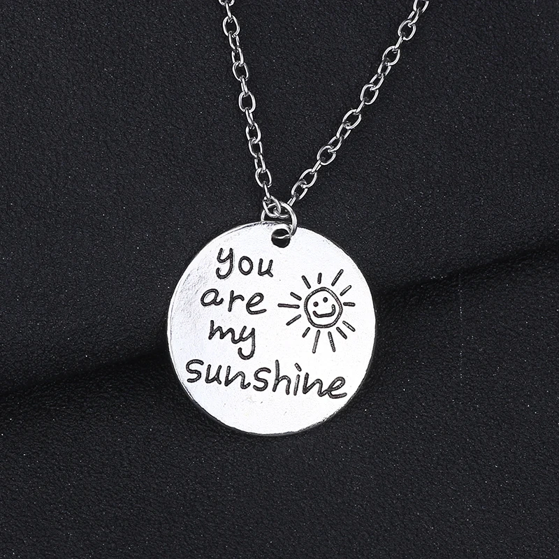 Новинка 2019 ожерелье с кулоном в виде сердца You Are My Sunshine модное круглое подвеской