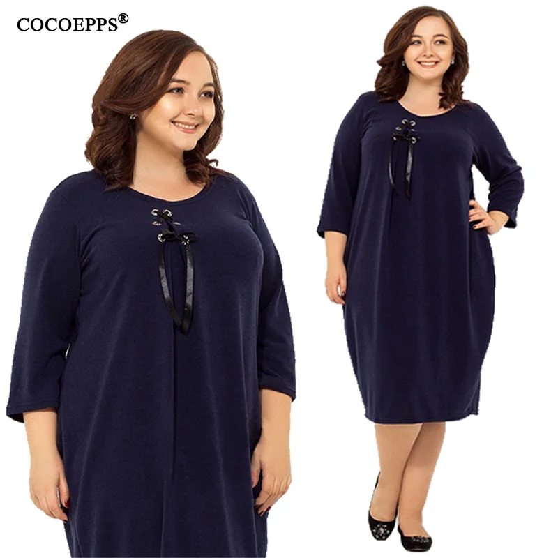 5XL 6XL 2019 женское Повседневное платье большого размера осенне-зимнее свободное