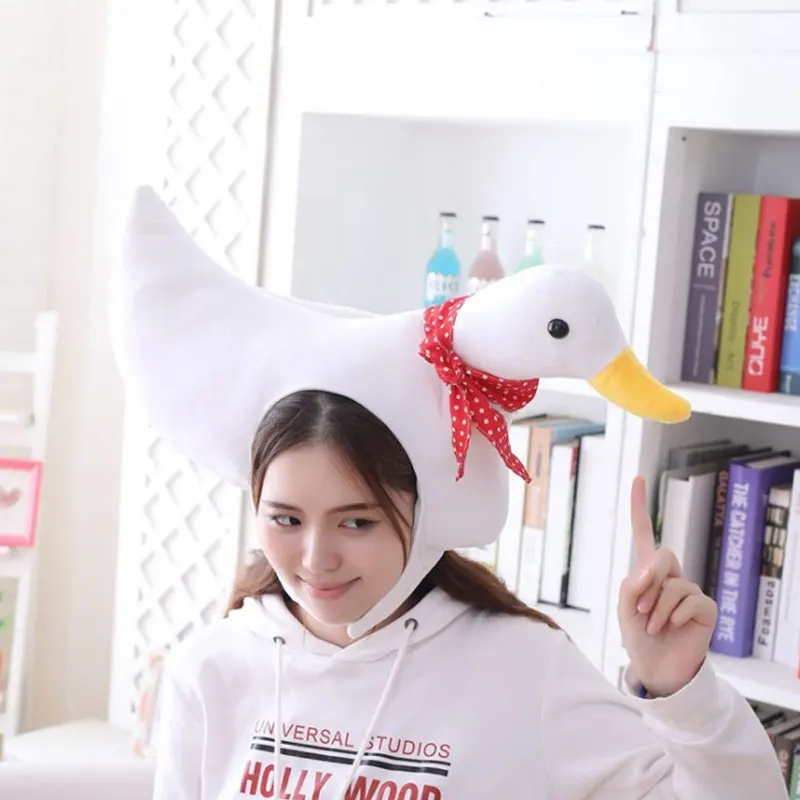 duck Шапка с козырьком животного Косплей Хэллоуин для взрослых женщин и мужчин креативный головной убор белый каваи Забавный фестиваль перформация вечерние подарки к празднику - Цвет: duck