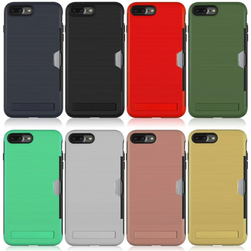 Luxury Cover For Iphone 7 7Plus Case With Card Pocket Kickstand 8 Plus PC TPU 2IN 1 6 6S Phone Cases | Мобильные телефоны и