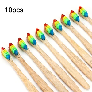 10 шт бамбуковая зубная щетка с мягкой щетиной зубной Уход за полостью рта зубная щетка для путешествий; Доступны все цвета радуги отбеливание мягкие щетинки зубной щетки