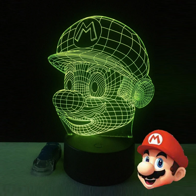 Q 3D LED Mario Ночник светильник 7 цветов Изменение стол USB сенсорный RC пульт Новинка