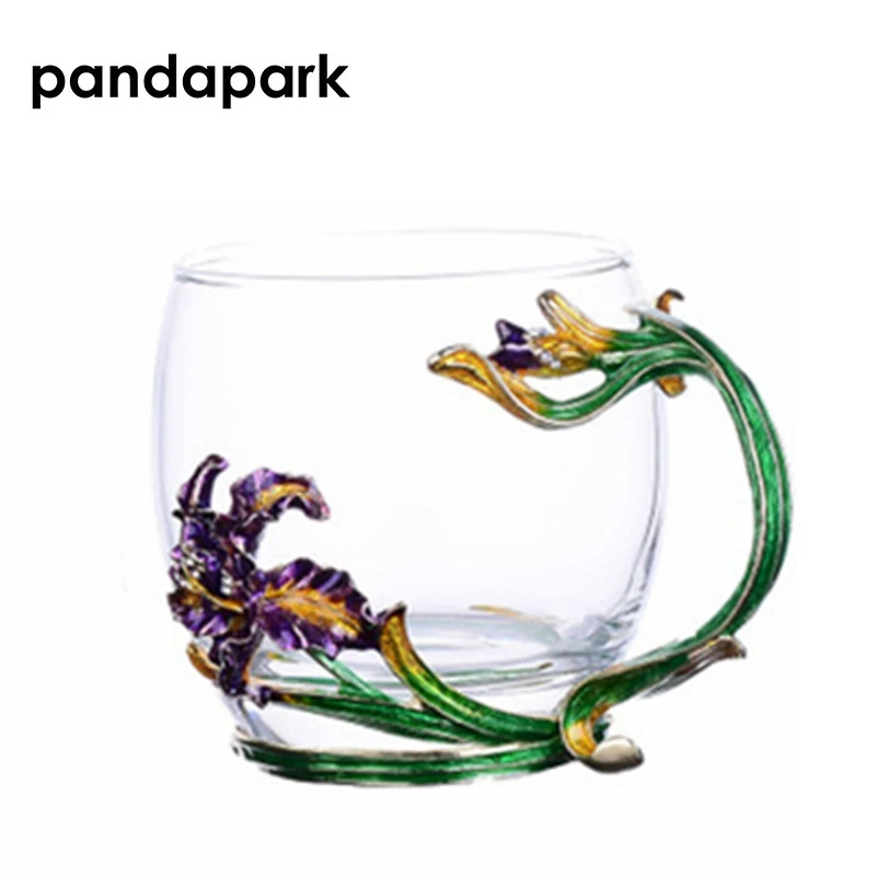 Pandapark креативный Роскошный Зеленый Эмалированный стеклянный цветочный чайный