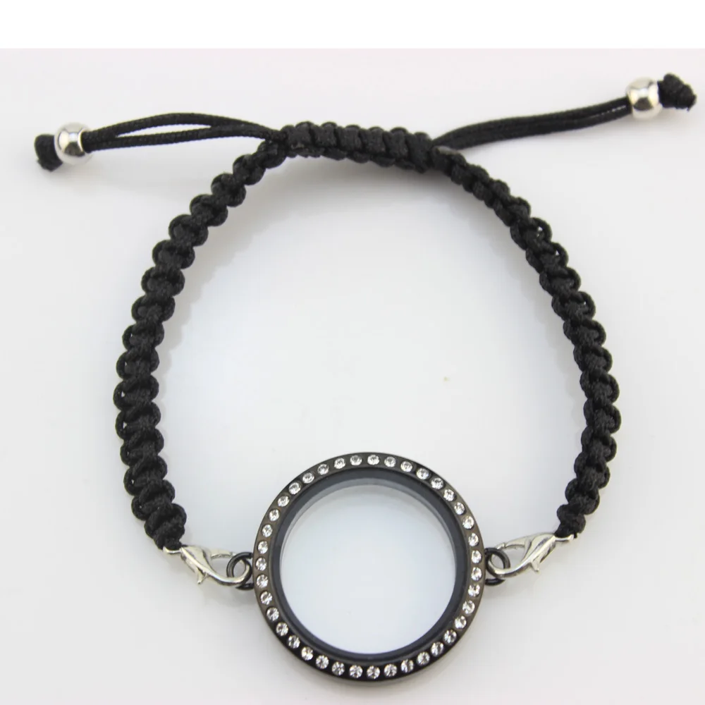 

Black 30mm Stainless Steel Locket Bangles Round Screw Floating Memory Locket Bracelets Bangles With Crystal 5pcs
