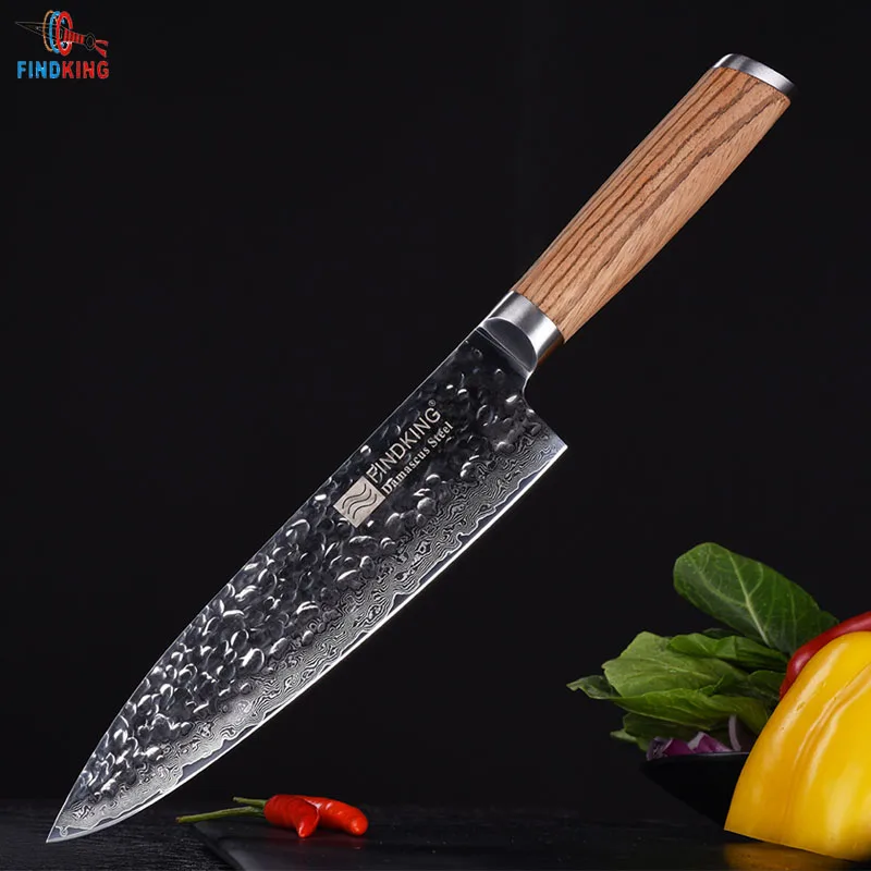 FINDKING дамасский нож с деревянной ручкой Зебра 8 дюймов профессиональный нож шеф-повара 67 слоев дамасской стали кухонные ножи