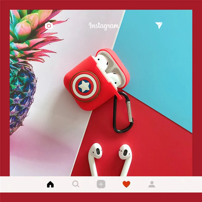 Силиконовые защитные чехлы для Apple Airpods, Мстители, милый Капитан Америка, Железный человек, ТПУ противоударный чехол для New Air Pods Box