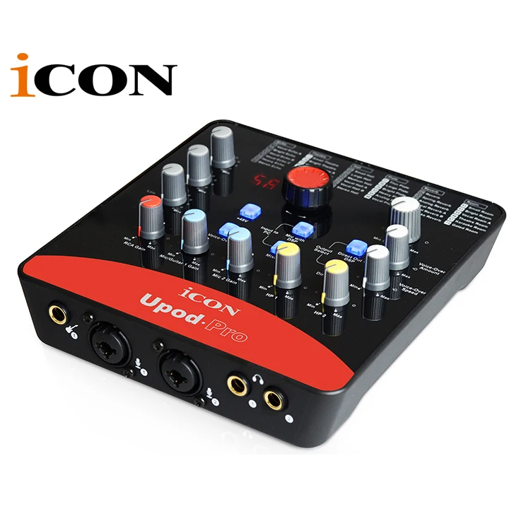 ICON upod pro звуковая карта 2 микрофона В/1 гитарный вход, 2-выход USB интерфейс записи DSP ручки регулировки параметров, для микрофона