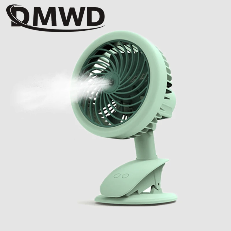 Green DMWD мини-вентилятор для кондиционера с зажимом, USB аккумулятор, перезаряжаемый вентилятор для детской коляски, охлаждающий вентилятор, распылитель, охладитель кондиционера - Цвет: Green