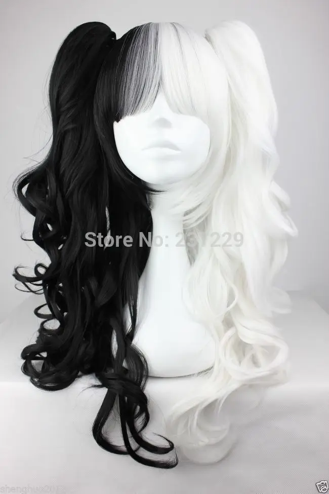 Оптовая цена p &amp P ******** VOCALOID Мику Черный Белый Смешанный парик лолита Аниме Сплит