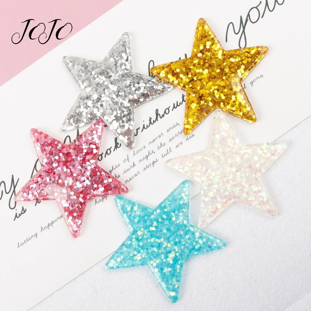 

JOJO BOWS Sparkly Sequin Patches Solid Pentagram Resin Accessories For Needlework Garment Sewing Patches DIY Crafts Decorations