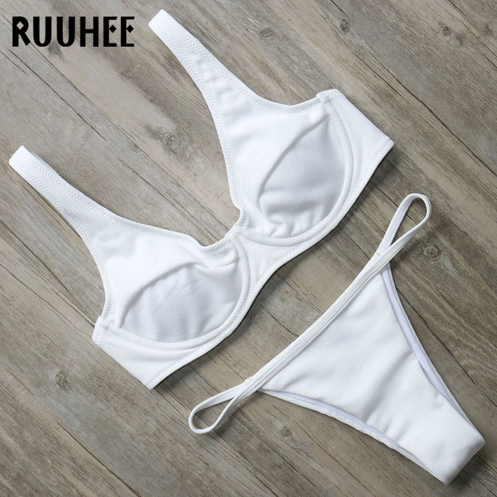 RUUHEE, бикини, одежда для плавания, женский купальный костюм на косточках, купальник, сексуальный Бразильский бикини, набор, женский пляжный купальник с пуш-ап