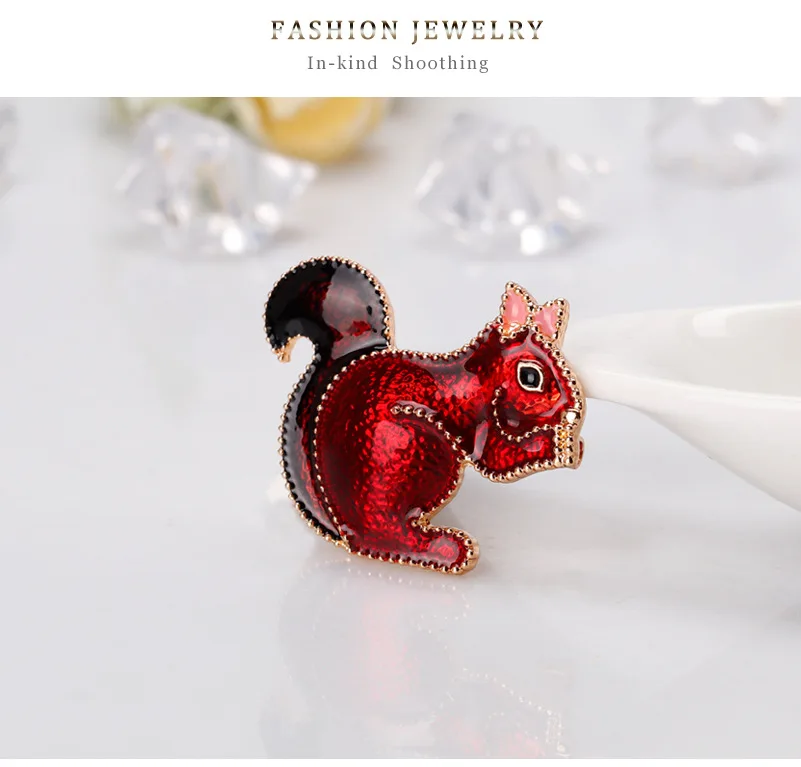 Мода мультфильм красная белка эмаль броши для женщин и мужчин сплав милые