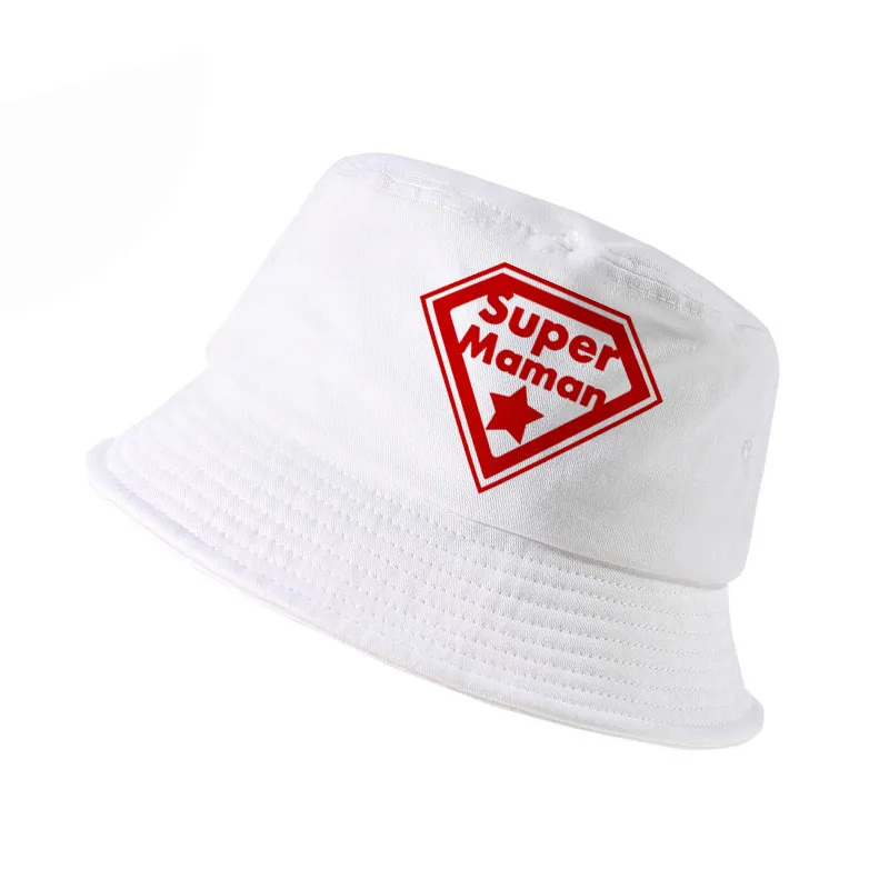 

super maman cap Summer 100%cotton bucket hat harajuku pop diamond Mother cap outdoor panama fisherman hat Mother's Day gift