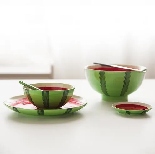 Фруктовый красочный керамический рисовый чаша для супа салата набор ложек