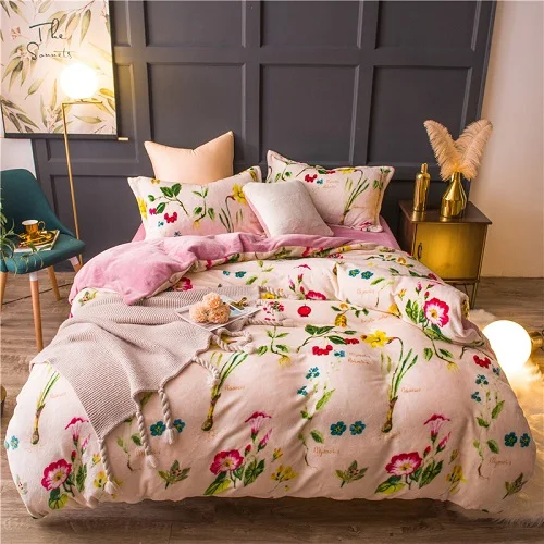 bedding set 2 Флисовый теплый Твин Полный queen King size комплект постельного белья Подсолнух набор пододеяльников набор постельного белья простыня parure de lit ropa de cama - Цвет: bedding set 2