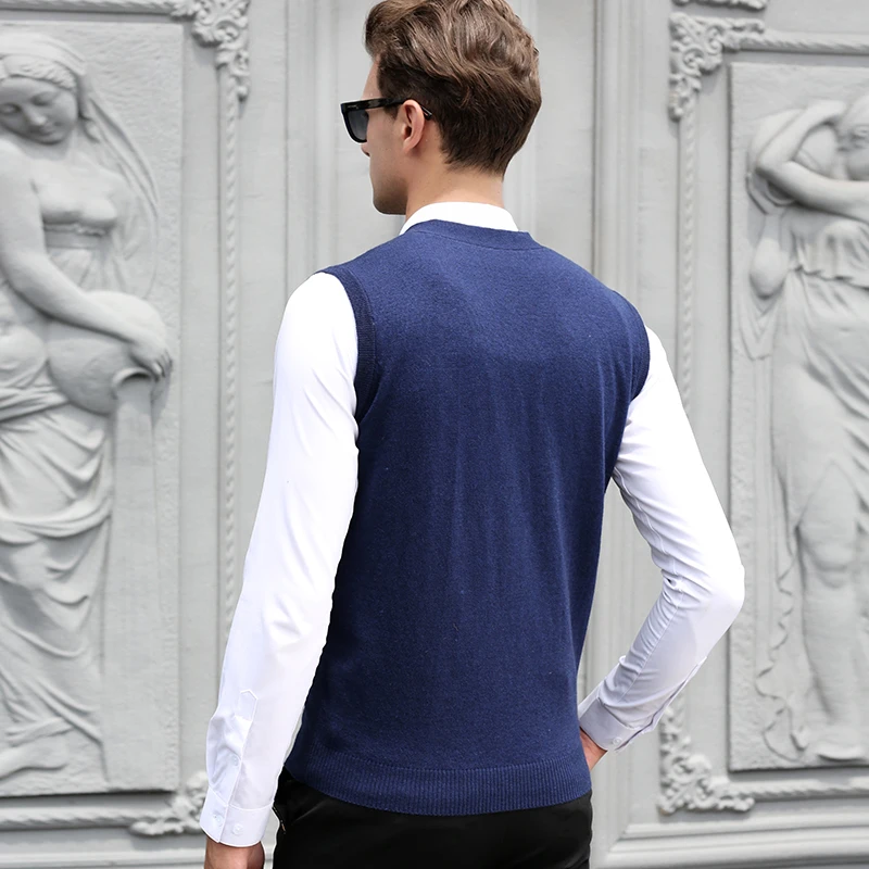 Новый дизайн мужские осень кашемировый свитер жилет Мода плед без рукавов