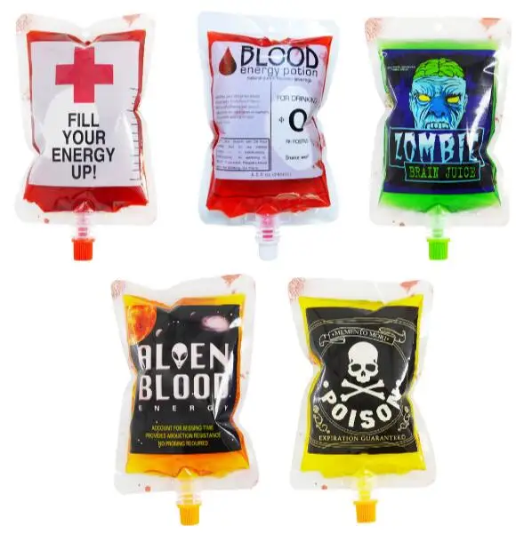 

250 ML 500 PCS Spout Bag Imitation Blood Bag drink Liquid For Halloween,Party, Bar Supplies, Creative Funny Cocktails Pack SL3