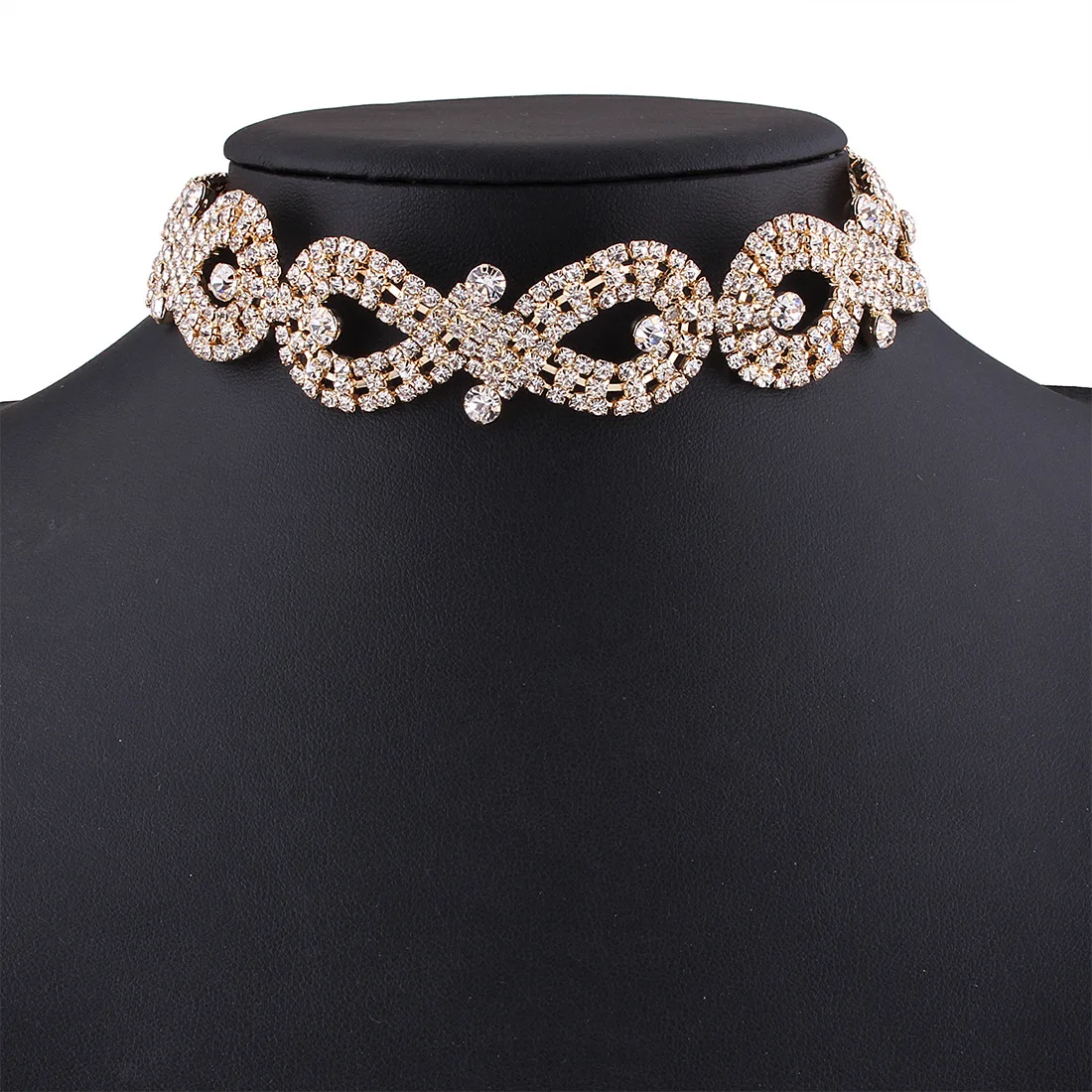gold choker Шикарные стразы, длинное ожерелье,, роскошное, очаровательное, хрустальное колье, ожерелье для женщин, чокер, ювелирные изделия - Окраска металла: gold choker