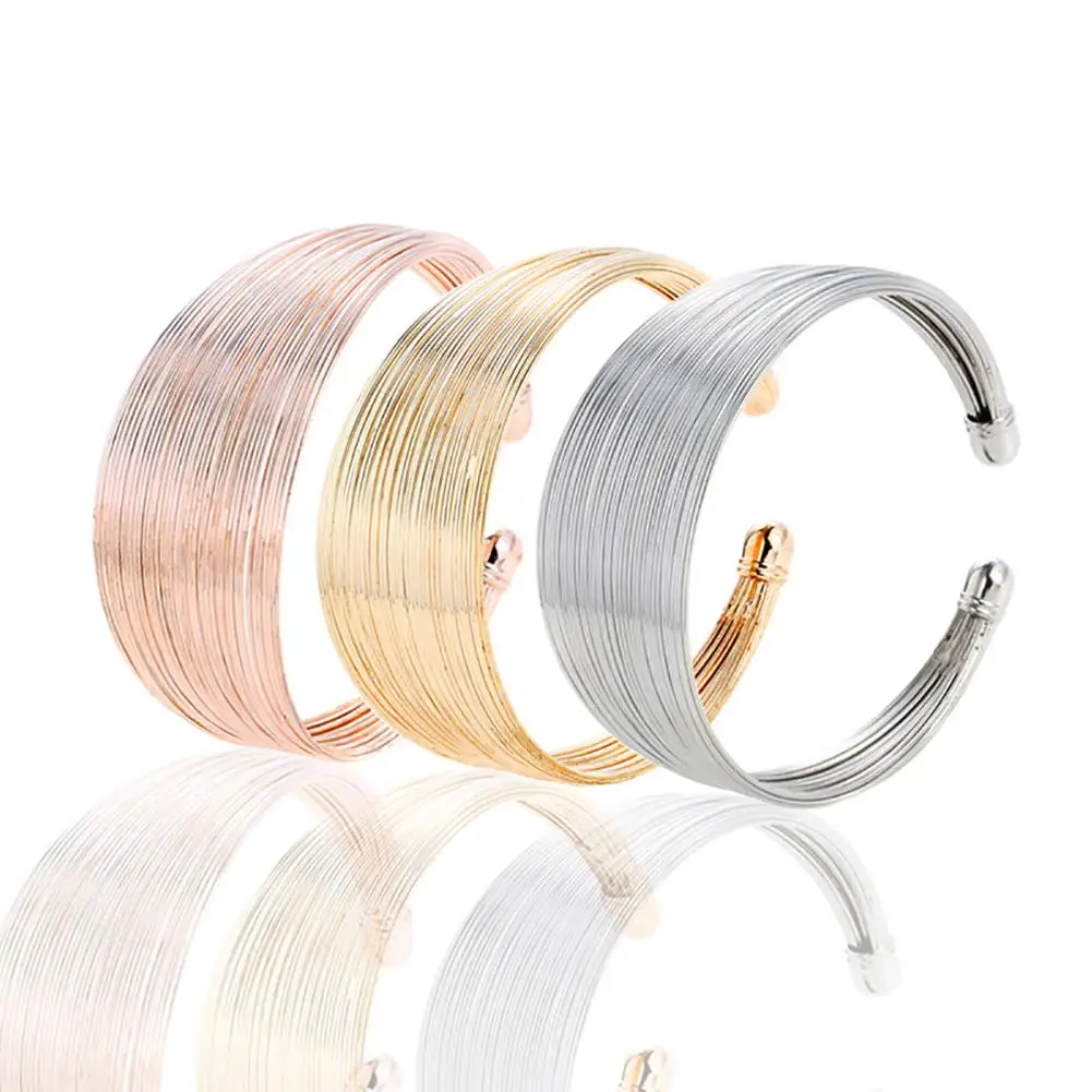 Модные женские многопроводные круглые браслеты металлический открывающийся