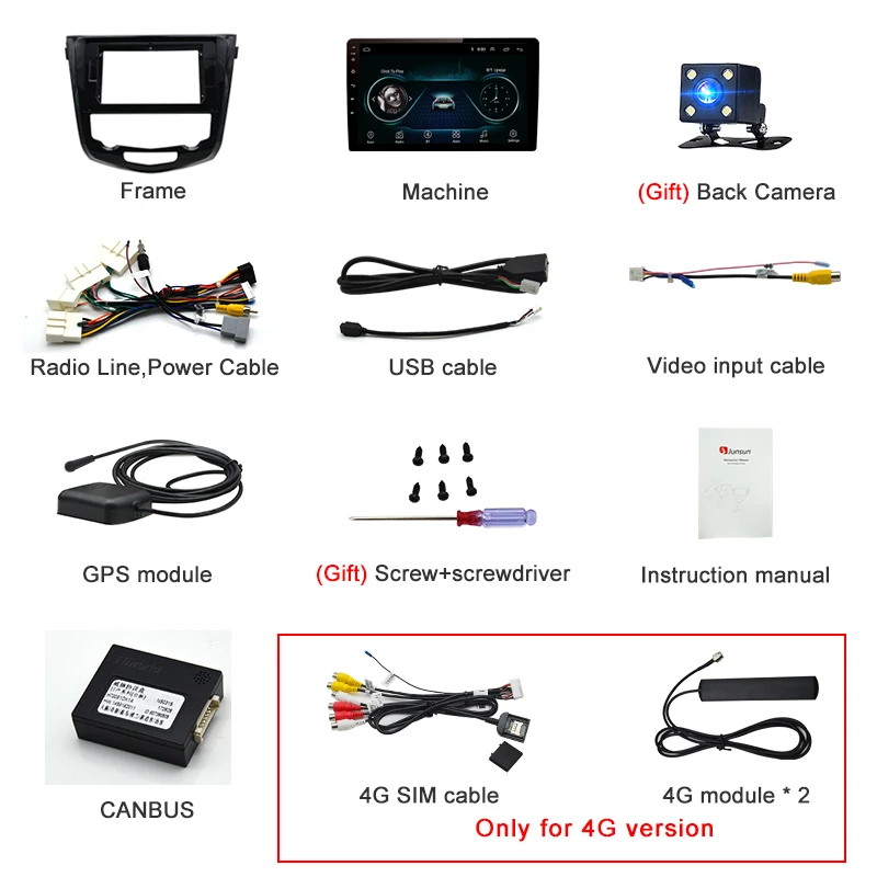 Junsun 2 Din Android 8 1 2G ram автомобильный Радио мультимедийный плеер Navi gps для Nissan X Trail Qashqai