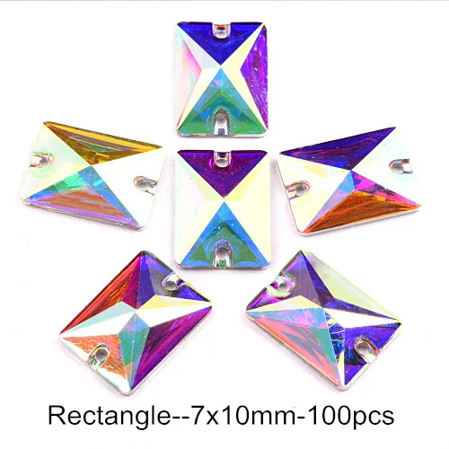 7x10mm--100pcs 9 размеров, 100 шт, лучшее качество, стразы из смолы, стразы с плоской задней стороной, стразы с отверстиями для одежды B0945 - Цвет: 7x10mm--100pcs