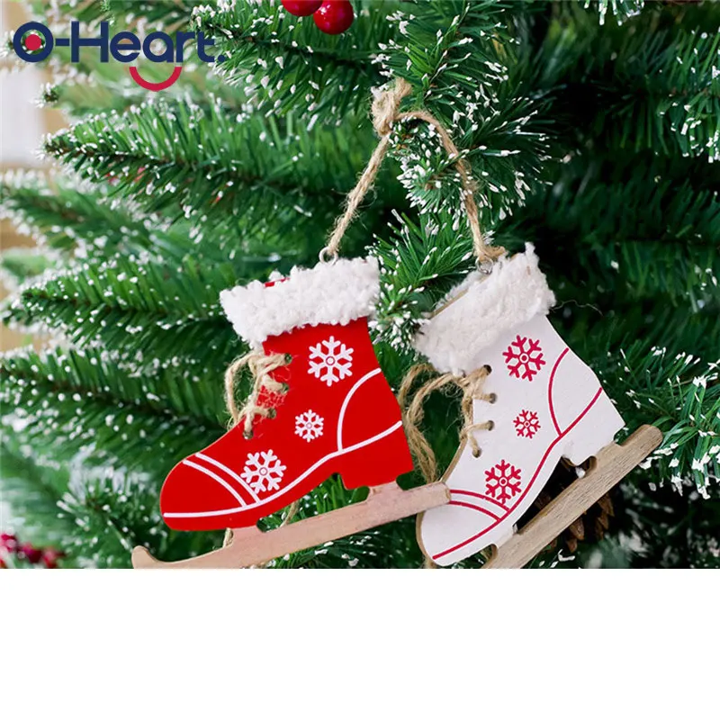 Рождественская елка украшения сани сапоги Деревянная снежинка узор Детские