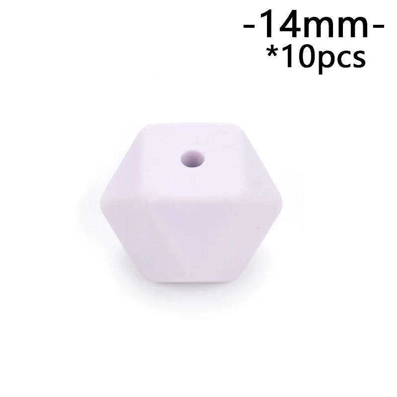 lavender fog LOFCA 10 шт силиконовые бусины 14 мм шестигранные мини-бусины меньшего размера прорезиненное Силиконовое ожерелье для прорезывания зубов - Цвет: lavender fog