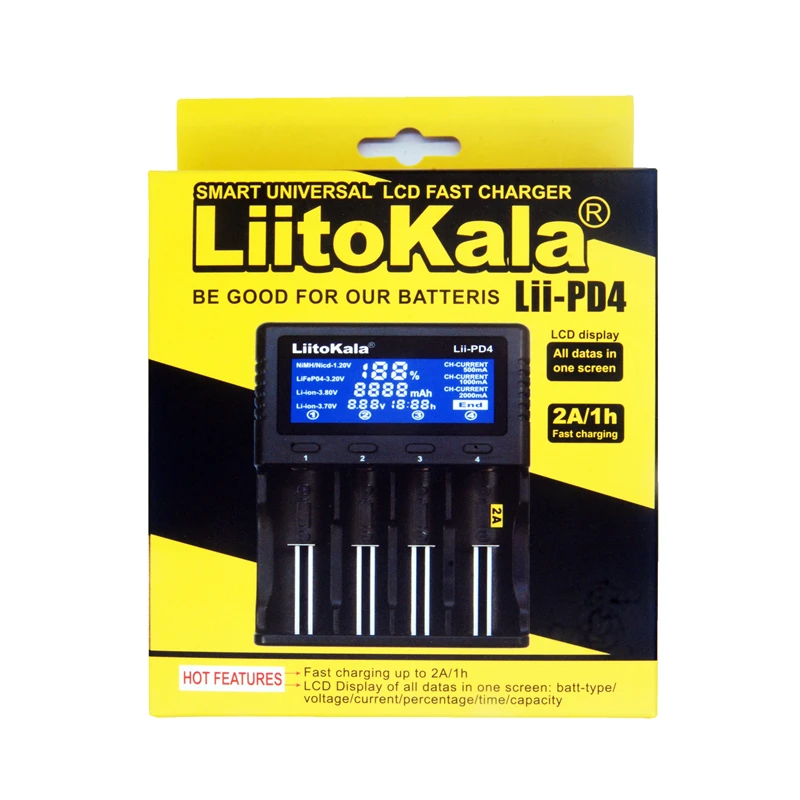 Зарядное устройство LiitoKala 1 шт. зарядное с ЖК-дисплеем 3 7 В 18650 21700 4 3000 VTC6 30A высокой