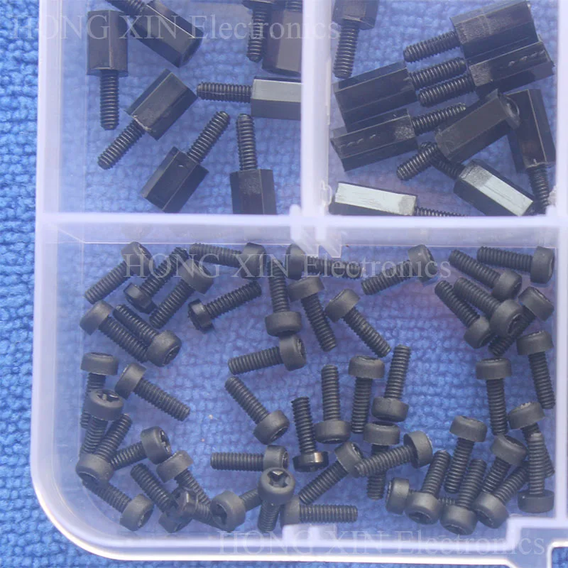 180 шт./лот M2 нейлоновые шестигранные разделители/Винты/гайки ассорти в комплекте