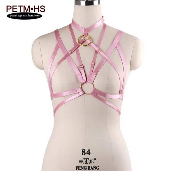 Розовый, красный, ремни для тела, БДСМ, бондаж, белье, Harajuku, готический Фетиш, полный танец, Хэллоуин, топы, ремни, бюстгальтер для женщин - Цвет: rubber red O0590