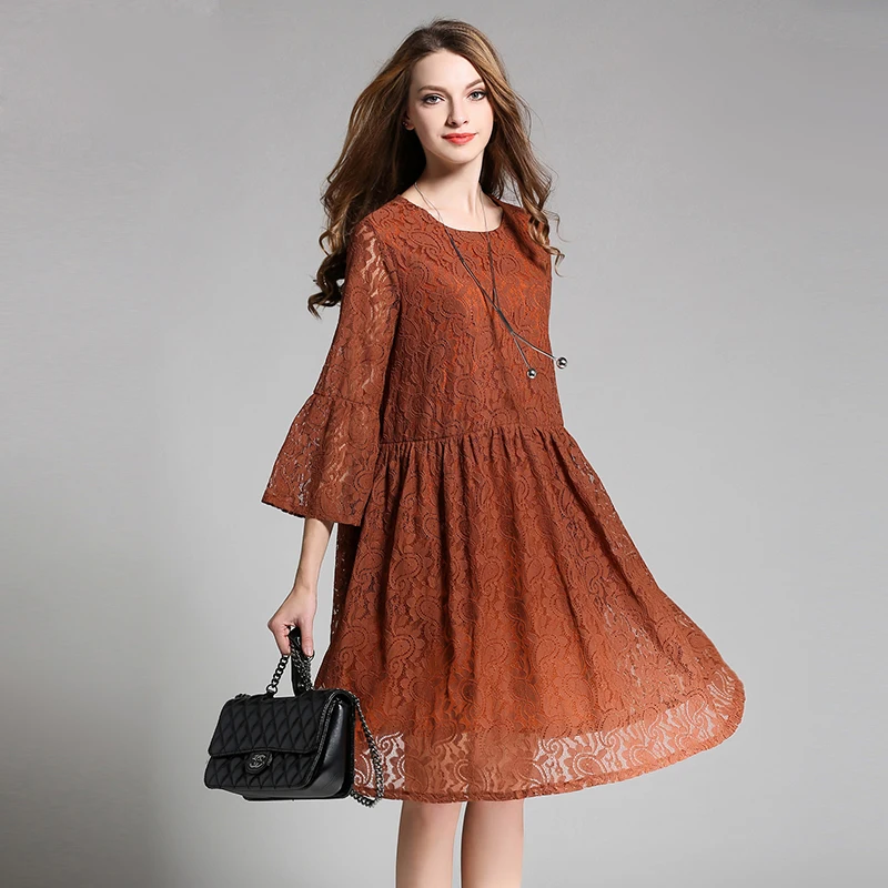 2019 новый дизайн цветочные кружевные женские трапециевидные платья плюс размер