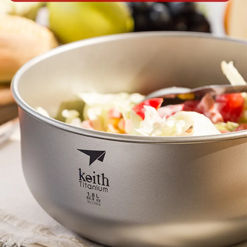 Салат из титана Keith 1.8L большая миска ультралегкие суповые миски чистого для