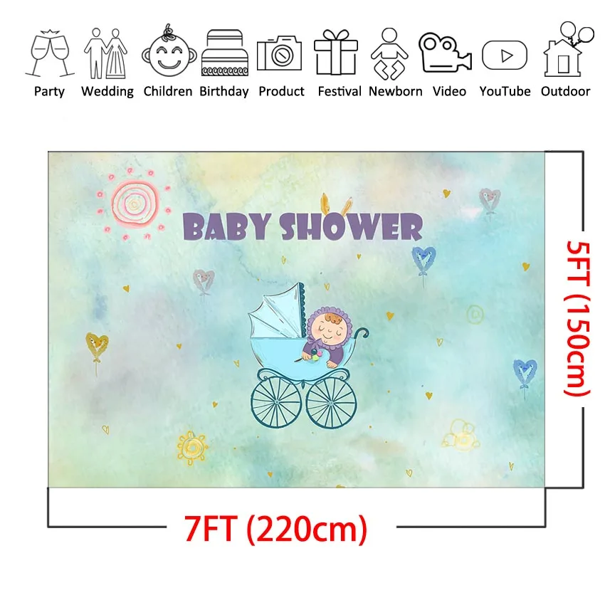 

Vinyl Baby Shower Backdrops for Gender Secret Party Decor Custom Photography Photo Background Cartoon Photo Booth