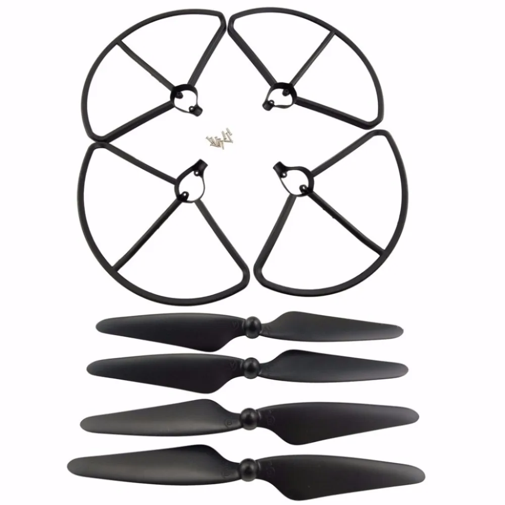 2 пары лезвий CW/CCW и 4 шт защитное кольцо для Hubsan H501S H501A H501C H501M W Pro RC вертолет черный |