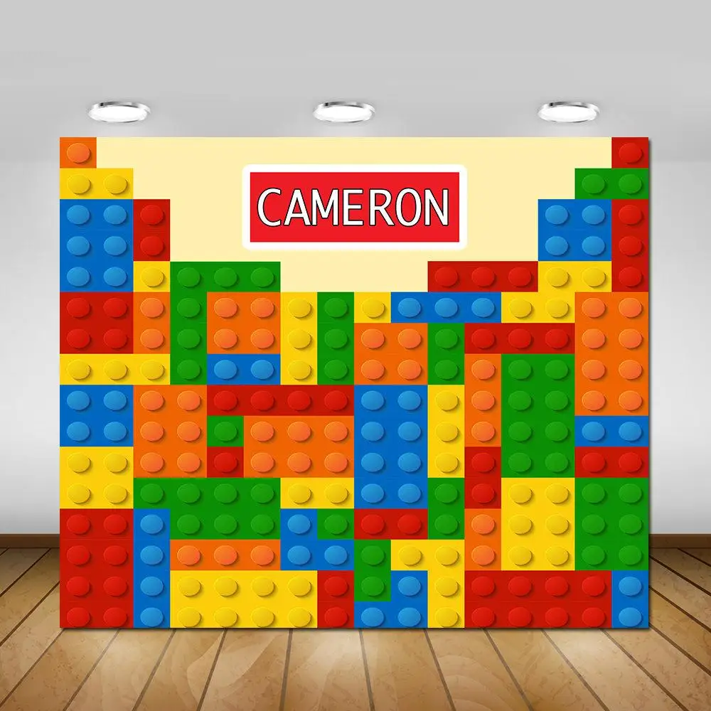 

Colorful Building Blocks Party Game backdrop polyester or Vinyl cloth High quality Computer print birthday Background