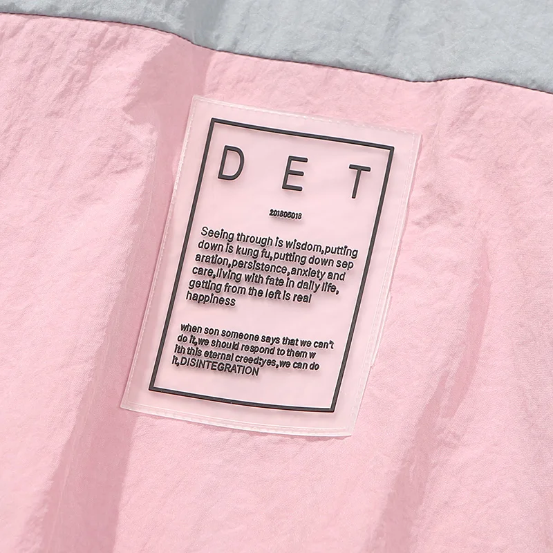 Мужская ветровка в стиле хип хоп с капюшоном винтажная розовая куртка блоками