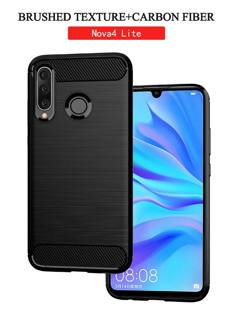 Чехол для Huawei P Smart Z Nova 4 Lite матовый из углеродного волокна мягкий силиконовый