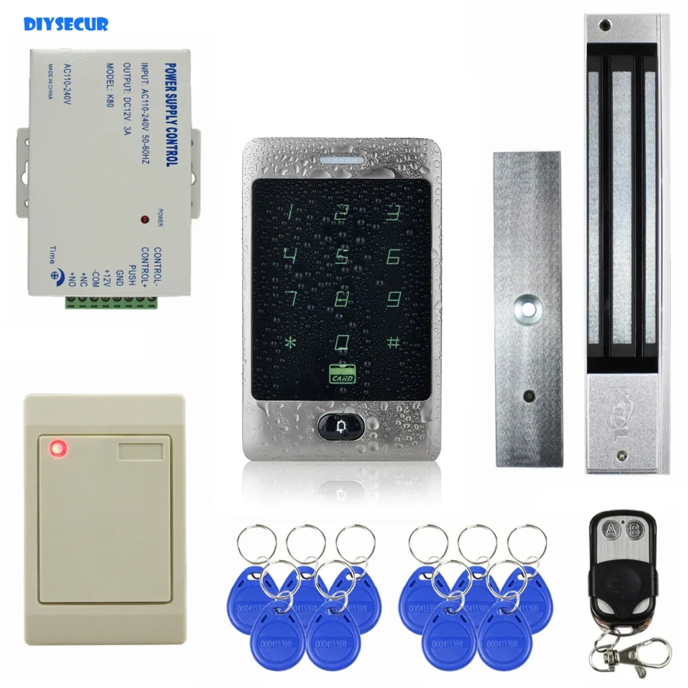 

DIYSECUR Waterproof 125KHz RFID Reader Password Keypad + 280kg Magnetic Lock Door Access Control Security System Kit