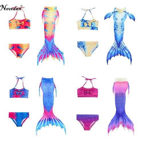 2018 купальный костюм русалки для девочек градиентный цвет пляжная одежда
