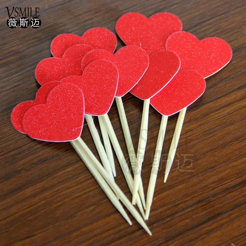 30 шт чистый цвет сердце любовь дизайн с кексом Торт Топперы выбрать украшение для