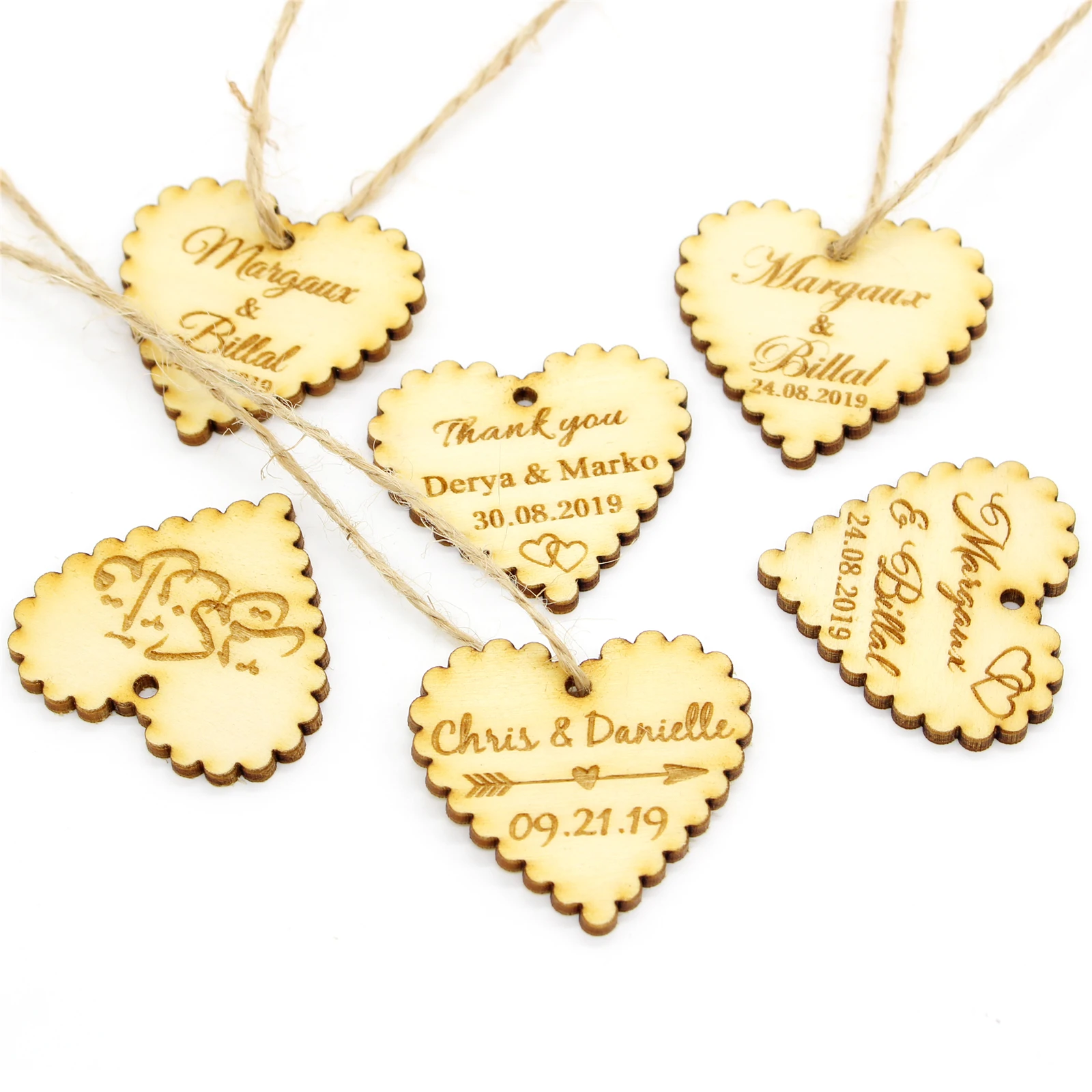 50 * персонализированные Выгравированные деревянные вина очарование