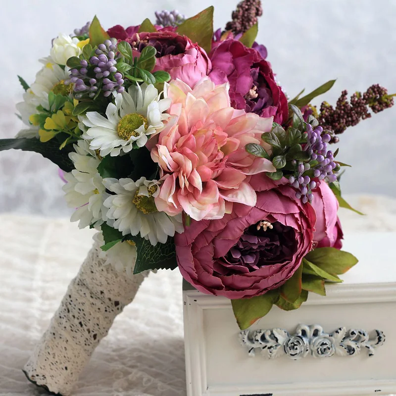 

Свадебные букеты для невесты в сельском стиле, искусственные кружевные свадебные цветы, брошь, букеты, букеты, свадебный букет, 2020