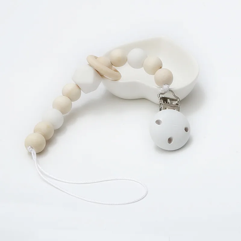 White DIY деревянные бусины из силикагеля Детские пустышки игрушки на клипсе Детская Искусство и ремесла для детей реквизит украшения комнаты - Color: White