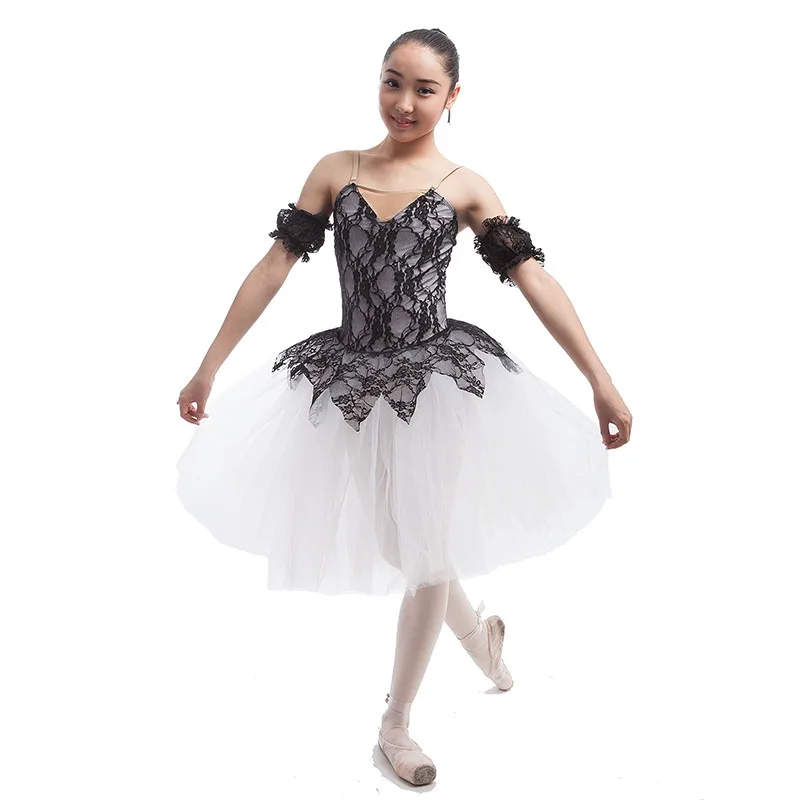 Новая Элегантная романтичная Женская балетная пачка Черная кружевная белая